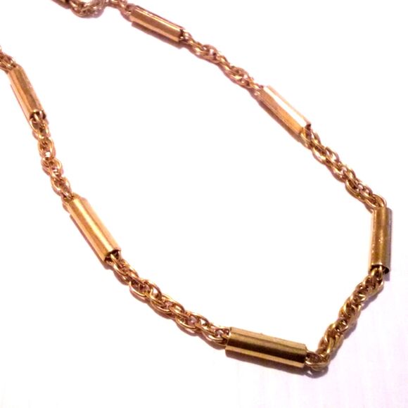 Vintage Raquel Signed Gold Tone Bar and Chain Link Necklace - Picture 3 of 5